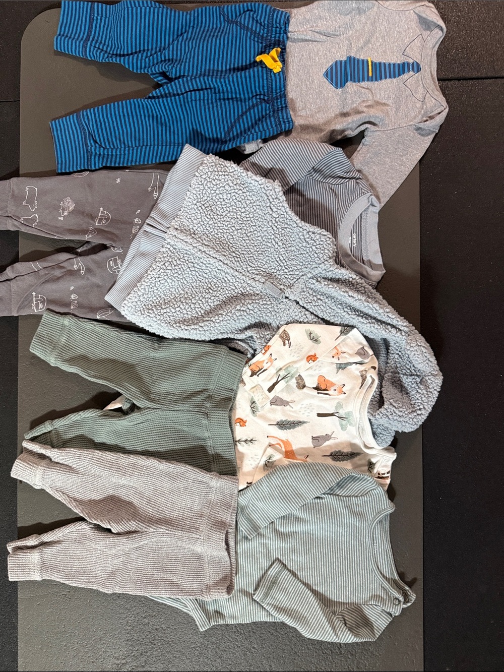 Mixed Baby Clothing Bundle in Blue, Gray, Green